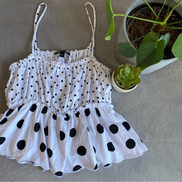 Topshop black and white polka dot tanktop size small - Picture 5 of 7